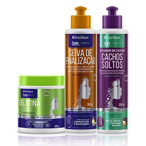 Kit Trio de Finalização Gelatina + Seiva + Ativador Cachos Soltos | bn.Cachos Kit Trio de Finalização Gelatina + Seiva + Ativador Cachos Soltos | bn.Cachos